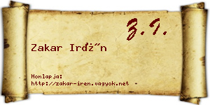 Zakar Irén névjegykártya