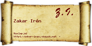 Zakar Irén névjegykártya